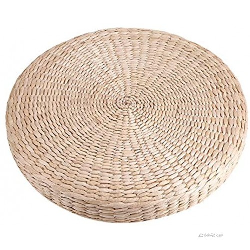SANON Tatami Cushion Round Padded Pouf Soft Yoga Straw Mat Eco-Friendly Floor Pillow Sitting Knitted Garden Dining Room Home Decor Outdoor,40cm