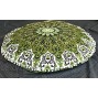 Shubhlaxmifashion Large 32 Green Star Manadala Round Pillow Cover Decorative Mandala Pillow Sham Indian Bohemian Ottoman Poufs Pom Pom Pillow Cases Outdoor Cushion Cover,