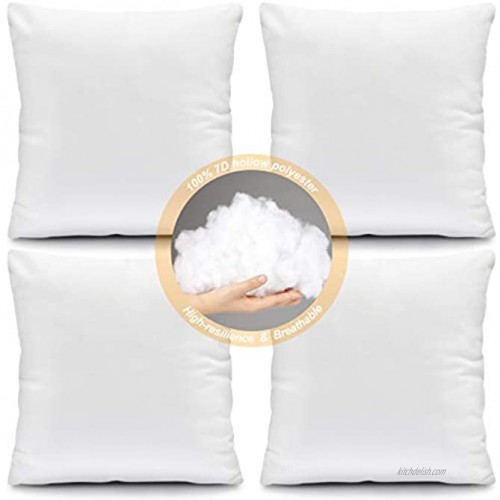 Fixwal 18x18 Throw Pillow Inserts Set of 4 Hypoallergenic Square Pillow Forms Soft Microfiber Filled Pillow Inserts Pillow Stuffer for Decorative Cushion Bed Couch and Sofa