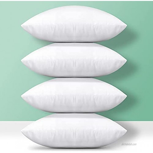 SOLEEBEE Premium Polyester Pillow Inserts  Square Set of 4 Decorative Throw Pillow Inserts,18 x 18 Inches Hypoallergenic Couch Cushion Sham Stuffer