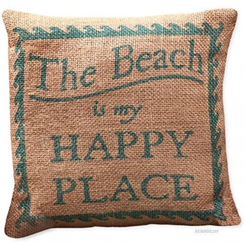 The Country House Collection Small Burlap Happy Place Pillow 8x8