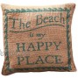 The Country House Collection Small Burlap Happy Place Pillow 8x8