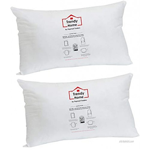 Trendy Home 12x20 Premium Stuffer Home Office Decorative Throw Pillow Insert Standard White 12x202pack