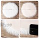 12 Inches Mini Round Faux Fur Sheepskin Rugs Fluffy Living Room Carpet Mini Small Size Fit for Photographing Background of Jewellery（White）