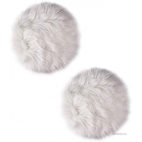 erduoduo 2 Pack （12inch-Diameter） Mini Sheepskin Cushion Faux Fur Cover Round Area Rugs for Office Bedroom Living Room,Fit for Photographing Background of Jewellery