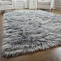 Gorilla Grip Thick Faux Fur Nursery Rug 2x4 Fluffy Shag Carpet Rugs for Baby Nursery Room Babys Bedroom Luxury Kids Decor Crib Side Floor Soft Plush Carpets Rectangle Grey