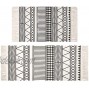 HEBE Cotton Area Rugs Set of 2 Piece 4.2'x2'+3'x2' Machine Washable Black and Cream Cotton Tassel Rugs Woven Cotton Runner Throw Rugs for Kitchen,Living Room