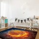 KITHOME Contemporary Non-Slip Area Rug Cool 3D Basketball with Flame Print Printed Rugs Art Carnival Rubber Backing Living Room Floor Mats Rectangle Area Rug Carpet for Indoor 2'x3'