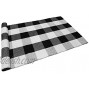 Levinis Black and White Plaid Rug 100% Cotton Porch Rugs Black White Hand-woven Checkered Door Mat 23.6''x35.4''