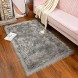 Maxsoft Faux Fur Sheepskin Washable Rug for Bedroom 3 x 5 Feet Grey Luxury Fluffy Rug for Girls Bedroom Livingroom Floor Home Decor Furry Chair Cover Seat Pad