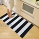 MUBIN Cotton Black and White Striped Door Mat Rug 27.5 x 43 Inches Hand-Woven Reversible Foldable Washable Outdoor Rug Stripe for Layered Door Mats Porch Front Door