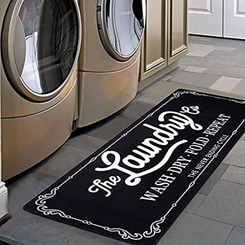 Pauwer Farmhouse Laundry Room Rugs Runner 20x48 Non Slip Waterproof Laundry Mats Kitchen Floor Carpet Durable Cushioned Natural Rubber Foam Area Rug for Laundry Room Kitchen Bathroom