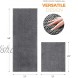 Pretigo Grey Kitchen Rugs Floor Rugs for Kitchen Soft & Absorbent by Chenille Material Washable Kitchen Rug Set Non Slip Kitchen Rugs and Mats 2 Pieces 17”×48” + 17”×24”