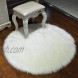 Round Faux Fur Sheepskin Rugs Soft Shaggy Area Rug Home Decorative Bedroom Fluffy Carpet Rug Diameter 2 Feet White