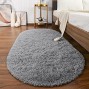 Softlife Fluffy Rugs for Bedroom Shag Cute Area Rug for Girls and Kids Baby Room Home Decor 2.6 x 5.3 Feet Oval Indoor Carpet for Nursery Dorm Living Room Grey