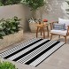Tiffasea Black and White Outdoor Rug 3’x 5‘ Cotton Hand Woven Machine Washable Indoor Outdoor Rug Striped Outdoor Rug Farmhouse Mat for Entryway Porch Kitchen Laundry Living Room Bathroom