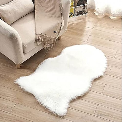 Villsure Ultra Soft Faux Sheepskin Rug White Fluffy Faux Fur Area Rugs Shag Rug Carpets Fuzzy Fur Chair Couch Cover Seat Pad for Bedroom Bedside Sofa Living Room Nursery Washable 2x3Feet