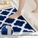 2 Pieces Ultra Soft Microfiber Bath Mat Anti Slip Bath Rug Set Strong Absorbent Machine Washable Shower Rugs Perfect Plush Bathroom Mat for Tub Shower and Bathroom（Navy White