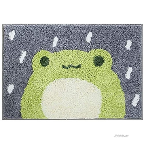 Ankah Bath Mat Cute Shower Rug Luxury Shaggy High Absorbent and Anti Slip Machine Washable Fit for Bathtub Shower and Bath Room 18 x 26 Little Frog