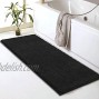 Bathroom Rug Mat Non Slip Grey Bath Mats for Bathroom Tub and Sink Fluffy Soft Ultra Absorbent and Machine Washable Striped Chenille Noodle Bath Rugs for Bathroom 59 x 20 Black