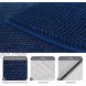 Bathroom Rugs Sets 2 Piece 16''x24''+20''x32'' Luxury Chenille Bath Rugs Bath Mat Extra Soft and Absorbent Machine Washable Non-Slip Plush Carpet Runner for Tub Shower and Bath Room Navy Blue