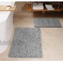 BathroomRugs Sets Luxury Chenille 2 PiecesExtra Soft and Thick Non-Slip Rapid Water Absorbent Machine WashableBath Mats,15x23 20x32,Grey