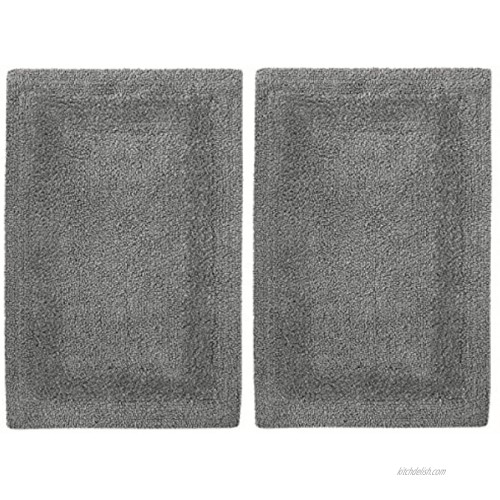 COTTON CRAFT Smith Set of 2 Cotton Handmade Heavyweight Reversible Racetrack Bath Rugs 17 inch x 24 inch Charcoal Grey