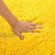 Famibay Chenille Microfiber Bathroom Mats Soft Shaggy Bath Mat Washable Bath Rugs Non Slip Bathroom Rug Water Absorbent Carpet with Adhesive Back Yellow23.6x35.4 Inches