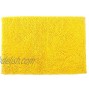Famibay Chenille Microfiber Bathroom Mats Soft Shaggy Bath Mat Washable Bath Rugs Non Slip Bathroom Rug Water Absorbent Carpet with Adhesive Back Yellow23.6x35.4 Inches