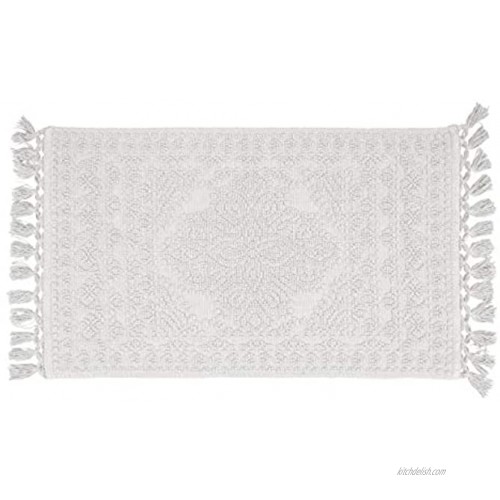 French Connection Bath Rug 17x24 White