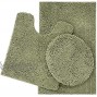 ITSOFT 3pc Non-Slip Shaggy Chenille Bathroom Mat Set Includes 24 x 21 Inches U-Shaped Contour Toilet Rug 34 x 21 Inches Bathmat and 1 Toilet Lid Cover Sage Green
