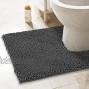 ITSOFT Non-Slip Shaggy Chenille Toilet Contour Bathroom Rug with Water Absorbent 24 x 21 Inches U-Shaped Charcoalgray