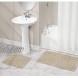 mDesign Soft 100% Cotton Luxury Rectangular Spa Mat Rugs Water Absorbent Diamond Design for Bathroom Vanity Tub Shower Machine Washable Runner Standard & Small Rug Set of 3 Linen Tan