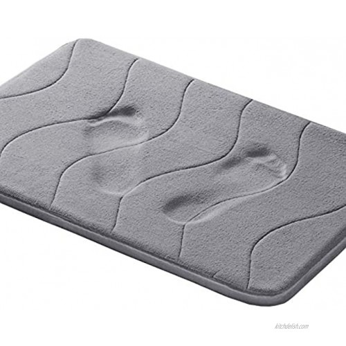 Memory Foam Bath Mat for Bathroom Non Slip Bath Rug Velvet Thick Soft and Comfortable Water Absorbent Machine Washable Easier to Dry Floor Rug Mats Waved Pattern 24x17 Inches Grey