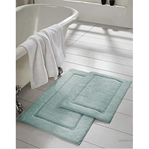Modern Threads 2-Pack Solid Loop with non-slip backing Bath Mat Set 17-inch by 24-inch 21-inch by 34-inch Spa Blue