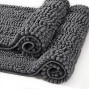 RYB HOME Bath Rugs Non Slip Water Absorbent Bath Mat Soft Chenille Bathroom Shower Rug Set Machine Washable for Bedroom Living Room Kitchen Gray W 20 x L 32 + W 17 x L 24 2 Pcs