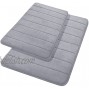 Yimobra Memory Foam Bath Mat Soft Comfortable Non Slip Super Water Absorption 2 Pieces Bath Rugs Set Thick Dry Fast Machine Washable for Bathroom Floor Rug 17x24+31.5x19.8 Inches Gray