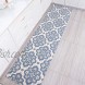 AMIDA 2.3'x9' Entryway Runner Rugs Washable Non Slip Blue and Beige Gabbeh Chic Flat Weave Non Shedding