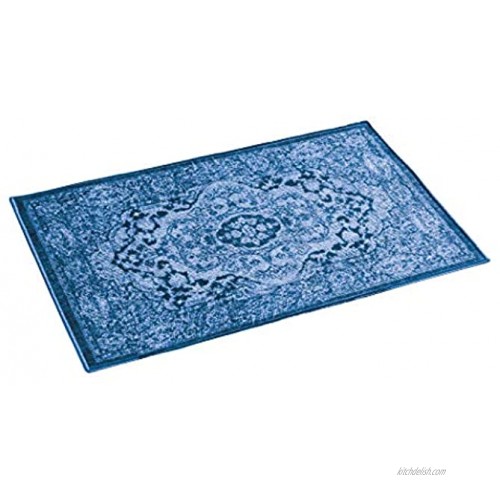 Collections Etc Classic Medallion Design Accent Rug with Skid-Resistant Backing Perfect for Any Room in Home Blue 26 X 45