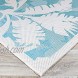Couristan Monaco Coastal Floral Runner Rug 2'3 x 11'9 Ivory Turquoise