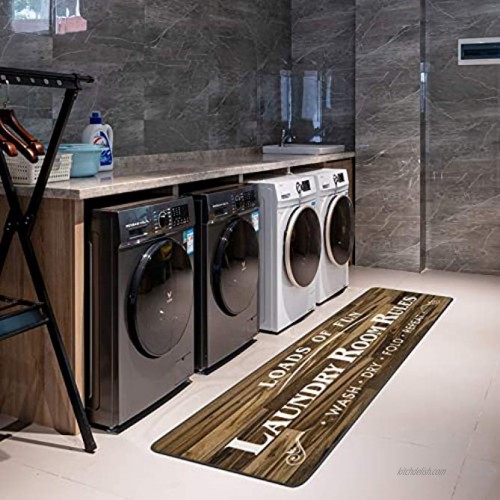 HEBE Laundry Room Runner Rug Farmhouse Kitchen Floor Mat Washable Area Rug Non-Slip Nylon Soft Doormat Entrance Rug for Laundry Room Mudroom Kitchen Washroom and Entryway 2' X 6' Brown