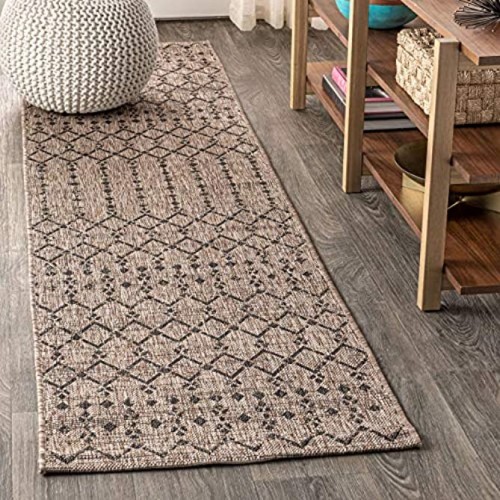 JONATHAN Y Ourika Moroccan Geometric Textured Weave Indoor Outdoor Natural 2 ft. x 8 ft. Runner Rug Bohemian,EasyCleaning,HighTraffic,LivingRoom,Backyard Non Shedding