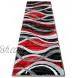 Masada Rugs Stephanie Collection Area Rug Modern Contemporary Design 1109 Red Grey White Black 2 Feet X 7 Feet 3 Inch Runner