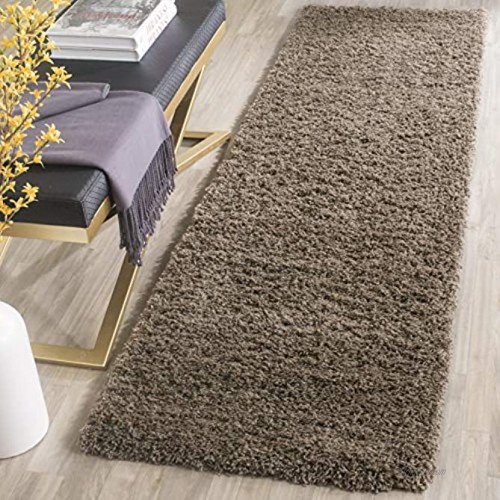 SAFAVIEH Laguna Shag Collection SGL303D Solid Non-Shedding Living Room Bedroom Dining Room Entryway Plush 2-inch Thick Runner 2'3 x 8'  Taupe