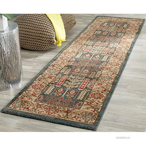 Safavieh Mahal Collection MAH697E Traditional Oriental Non-Shedding Stain Resistant Living Room Bedroom Runner 2'2 x 10'  Navy Natural