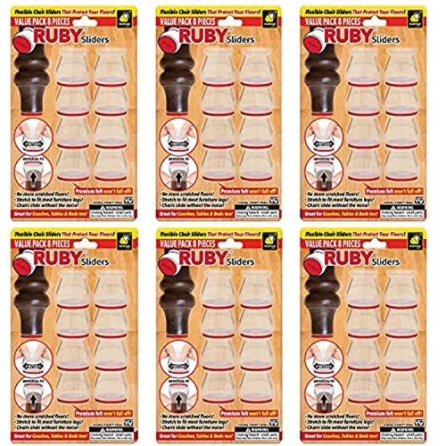 Ruby Sliders As Seen on TV by BulbHead Premium Chair Covers Protect Floors from Scratching Stretchable Furniture Leg Slippers Fit Most Sizes Chairs Slide Without Noise 48 Piece Value Pack!