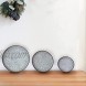 3 PCS Vintage Round Galvanized Trays Metal Iron Tray with Rust Color Trim,Unique Butler Tray,Home Decorative Centerpiece for Dining Table,Farmhouse Look Rustic Accessories for Weddings and Parties