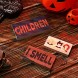 3 Pieces Halloween Table Decor Sign I Smell Children Witches Tiered Tray Decor Rustic Wood Block Plaque Tabletop Freestanding for Halloween Party Dinner Coffee Table Topper Tier Tray Room Decor