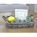 AuldHome Rustic Willow Basket Trays Set of 3 Square Gray Washed; Natural Wicker Decorative Farmhouse Trays