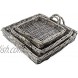 AuldHome Rustic Willow Basket Trays Set of 3 Square Gray Washed; Natural Wicker Decorative Farmhouse Trays